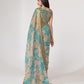 Rajwada Blue Printed Organza Saree With Unstitched Blouse For Women