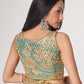Rajwada Blue Printed Organza Saree With Unstitched Blouse For Women