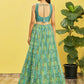 Rajwada Green Organza Silk Embellished Semi Stitched Lehenga With Unstitched Blouse For Women