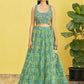 Rajwada Green Organza Silk Embellished Semi Stitched Lehenga With Unstitched Blouse For Women
