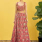 Rajwada Maroon Organza Embellished Semi Stitched Lehenga With Unstitched Blouse For Women