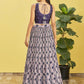 Rajwada Navy Blue Chinon Embellished Semi Stitched Lehenga With Unstitched Blouse For Women