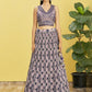 Rajwada Navy Blue Chinon Embellished Semi Stitched Lehenga With Unstitched Blouse For Women