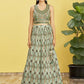 Rajwada Green Chinon Embellished Semi Stitched Lehenga With Unstitched Blouse For Women