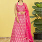 Rajwada Pink Chinon Embellished Semi Stitched Lehenga With Unstitched Blouse For Women