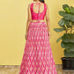 Rajwada Pink Chinon Embellished Semi Stitched Lehenga With Unstitched Blouse For Women