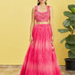 Rajwada Pink Organza Embellished Semi Stitched Lehenga With Unstitched Blouse For Women