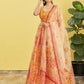 Rajwada Multicolor Organza Embellished Semi Stitched Lehenga With Unstitched Blouse For Women