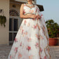 Rajwada White Organza Printed Semi Stitched Lehenga With Unstitched Blouse For Women