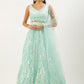 Rajwada Light Blue Soft Net Embellished Semi Stitched Lehenga With Unstitched Blouse For Women