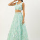 Rajwada Light Blue Soft Net Embellished Semi Stitched Lehenga With Unstitched Blouse For Women