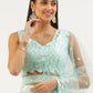 Rajwada Light Blue Soft Net Embellished Semi Stitched Lehenga With Unstitched Blouse For Women