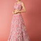 Rajwada Light Pink Soft Net Embellished Semi Stitched Lehenga With Unstitched Blouse For Women