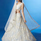Rajwada White Soft Net Embellished Semi Stitched Lehenga With Unstitched Blouse For Women