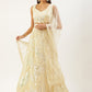 Rajwada Light Yellow Soft Net Embellished Semi Stitched Lehenga With Unstitched Blouse For Women