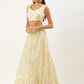 Rajwada Light Yellow Soft Net Embellished Semi Stitched Lehenga With Unstitched Blouse For Women