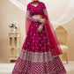 Rajwada Dark Pink Georgette Embroidered Semi Stitched Lehenga With Unstitched Blouse For Women