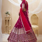 Rajwada Dark Pink Georgette Embroidered Semi Stitched Lehenga With Unstitched Blouse For Women