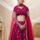 Rajwada Dark Pink Georgette Embroidered Semi Stitched Lehenga With Unstitched Blouse For Women