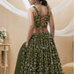 Rajwada Olive Georgette Embellished Semi Stitched Lehenga With Unstitched Blouse For Women