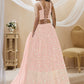 Rajwada Light Pink Georgette Embellished Semi Stitched Lehenga With Unstitched Blouse For Women