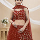 Rajwada Red Georgette Embellished Semi Stitched Lehenga With Unstitched Blouse For Women