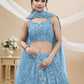 Rajwada Light Blue Georgette Embellished Semi Stitched Lehenga With Unstitched Blouse For Women