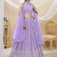 Rajwada Lavender Georgette Embellished Semi Stitched Lehenga With Unstitched Blouse For Women