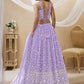 Rajwada Lavender Georgette Embellished Semi Stitched Lehenga With Unstitched Blouse For Women