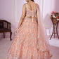 Rajwada Peach Soft Net Embellished Semi Stitched Lehenga With Unstitched Blouse For Women