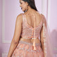 Rajwada Peach Soft Net Embellished Semi Stitched Lehenga With Unstitched Blouse For Women