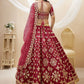 Rajwada Red Art Silk Embroidered Semi Stitched Lehenga With Unstitched Blouse For Women
