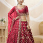 Rajwada Red Art Silk Embroidered Semi Stitched Lehenga With Unstitched Blouse For Women