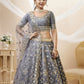 Rajwada Grey Art Silk Embroidered Semi Stitched Lehenga With Unstitched Blouse For Women