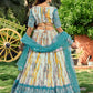 Rajwada Teal Chinon Embellished Semi Stitched Lehenga With Unstitched Blouse For Women
