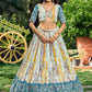 Rajwada Teal Chinon Embellished Semi Stitched Lehenga With Unstitched Blouse For Women