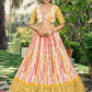 Rajwada Yellow Chinon Embellished Semi Stitched Lehenga With Unstitched Blouse For Women