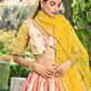 Rajwada Yellow Chinon Embellished Semi Stitched Lehenga With Unstitched Blouse For Women