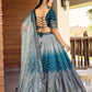 Rajwada Blue Chinon Embellished Semi Stitched Lehenga With Unstitched Blouse For Women