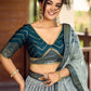Rajwada Blue Chinon Embellished Semi Stitched Lehenga With Unstitched Blouse For Women
