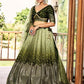Rajwada Green Chinon Embellished Semi Stitched Lehenga With Unstitched Blouse For Women