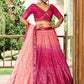 Rajwada Pink Chinon Embellished Semi Stitched Lehenga With Unstitched Blouse For Women