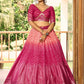 Rajwada Pink Chinon Embellished Semi Stitched Lehenga With Unstitched Blouse For Women