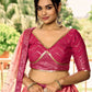 Rajwada Pink Chinon Embellished Semi Stitched Lehenga With Unstitched Blouse For Women