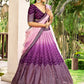 Rajwada Purple Chinon Embellished Semi Stitched Lehenga With Unstitched Blouse For Women