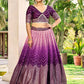 Rajwada Purple Chinon Embellished Semi Stitched Lehenga With Unstitched Blouse For Women