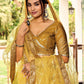 Rajwada Yellow Chinon Embellished Semi Stitched Lehenga With Unstitched Blouse For Women