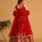 Rajwada Red Georgette Embellished Semi Stitched Lehenga With Unstitched Blouse For Women