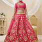 Rajwada Pink Art Silk Embroidered Semi Stitched Lehenga With Unstitched Blouse For Women