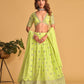 Rajwada Green Georgette Embellished Semi Stitched Lehenga With Unstitched Blouse For Women